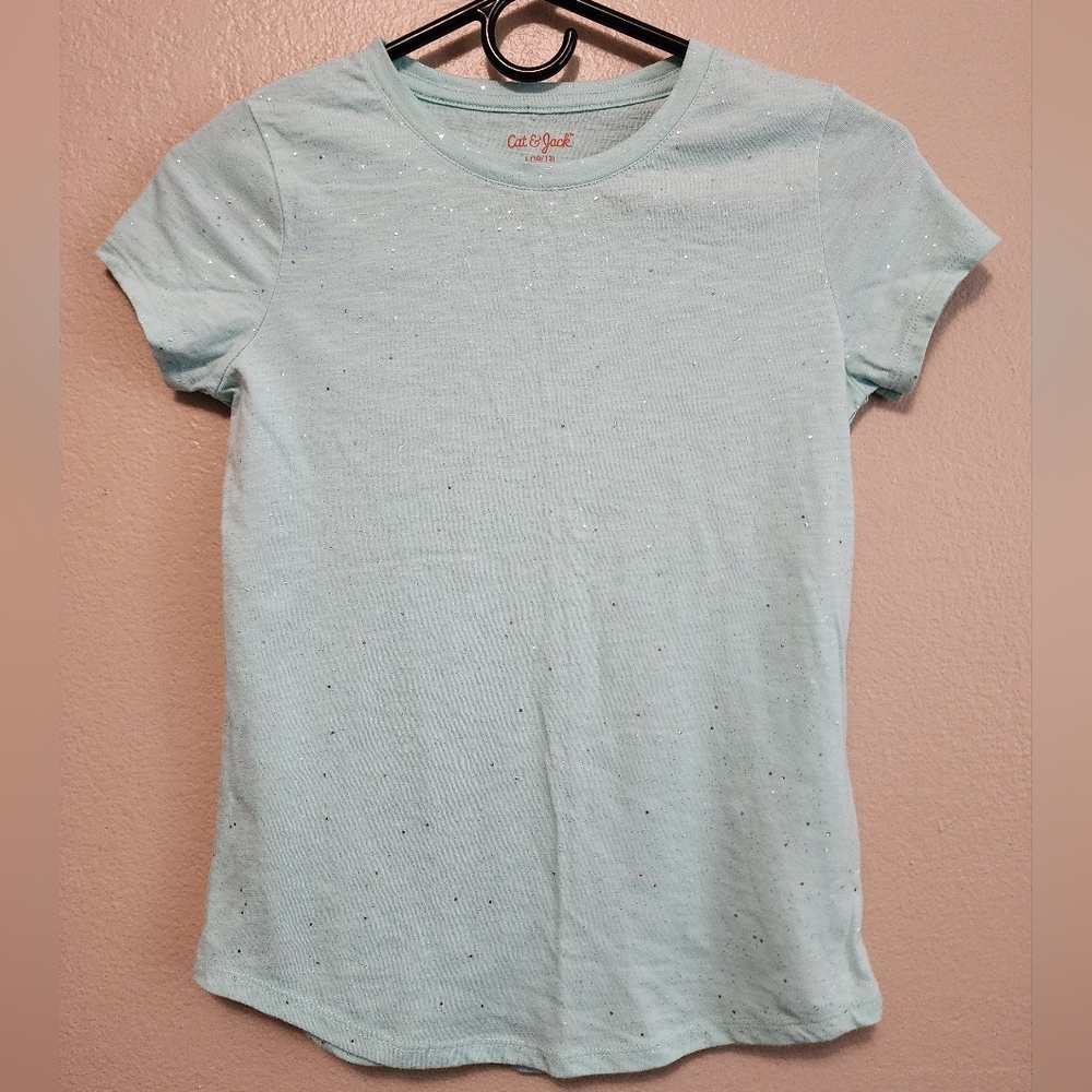 New Teal Glitter Tshirt Girls 10/12